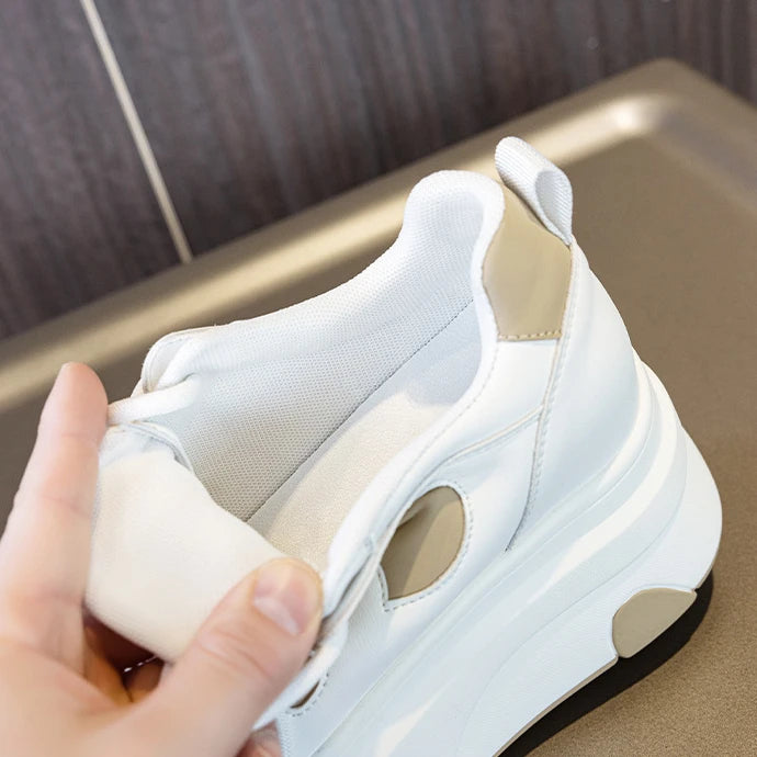 Baskets plate-forme en cuir pour femmes
