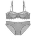 Ensemble soutien-gorge push-up et culotte en dentelle ultra-mince pour femmes