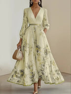 Robe longue style Boho, manches longues pour femmes