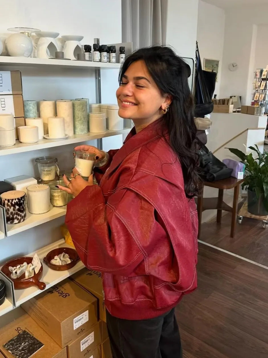 Veste en cuir PU pour femmes