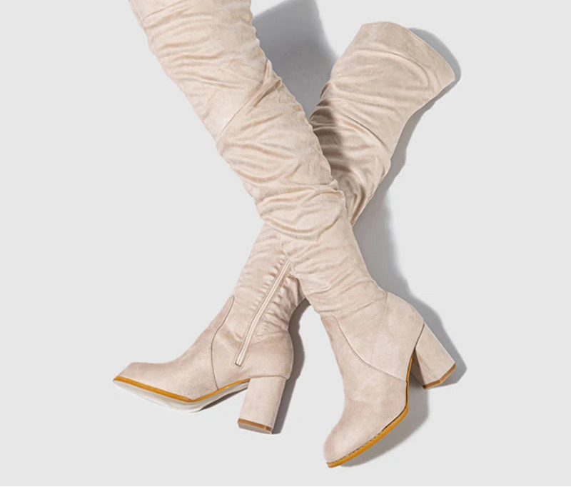 Bottes à glissière floquées pour femmes