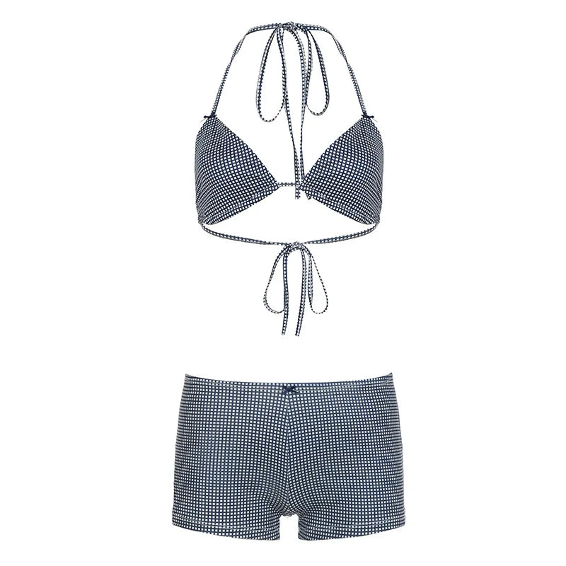 Ensemble maillot de bain deux pièces à rayures pour femmes