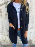 Cardigan long à poches et boutons pour femmes