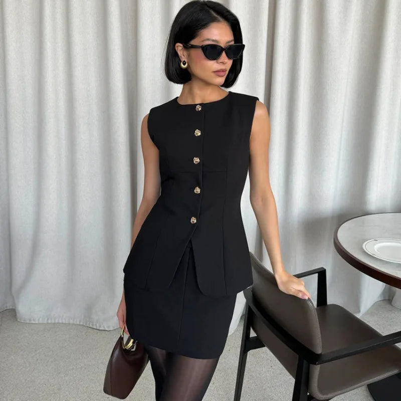 Ensemble deux pièces jupe et blazer pour femmes