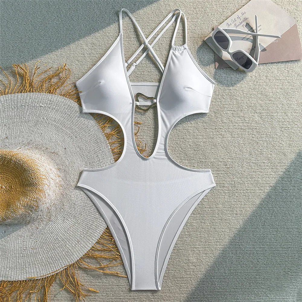 Maillot de bain évidé une pièce pour femmes