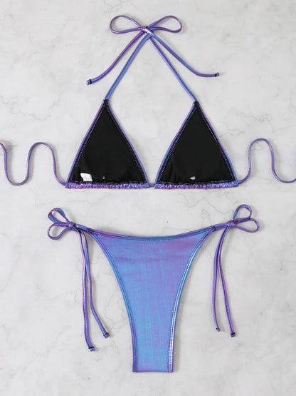 Bikini 2 Pièces Femme – Brillant et Ajustable