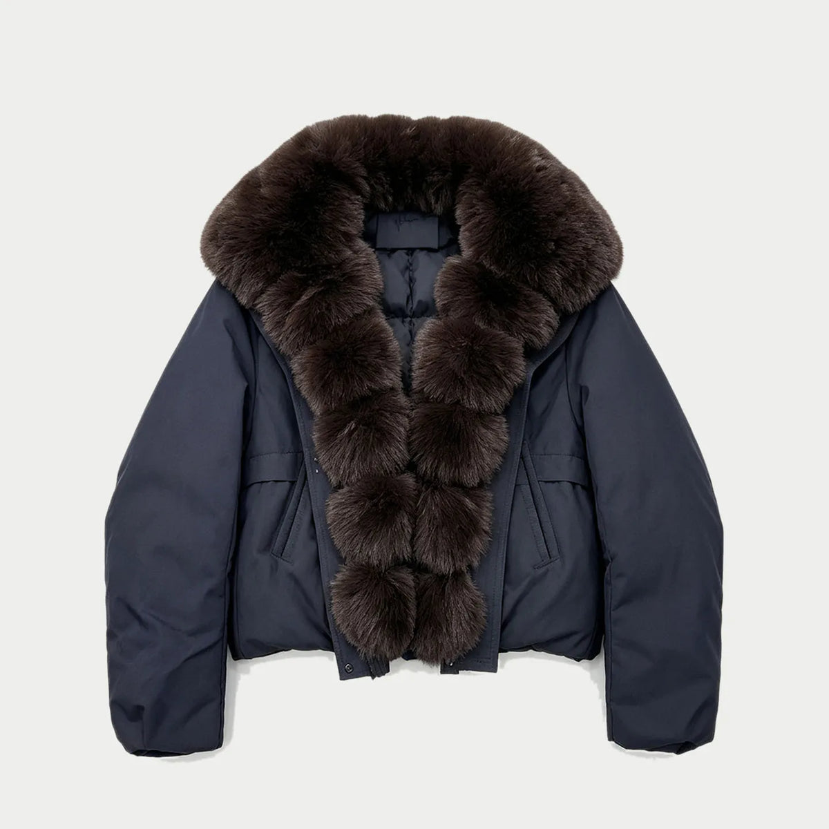 Manteau Court d’Hiver Femme – Col Effet Fourrure