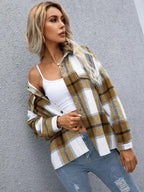 Veste à carreaux chaude et épaisse pour femmes