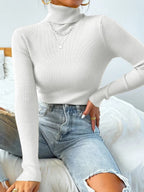 Pull col roulé uni en maille pour femmes