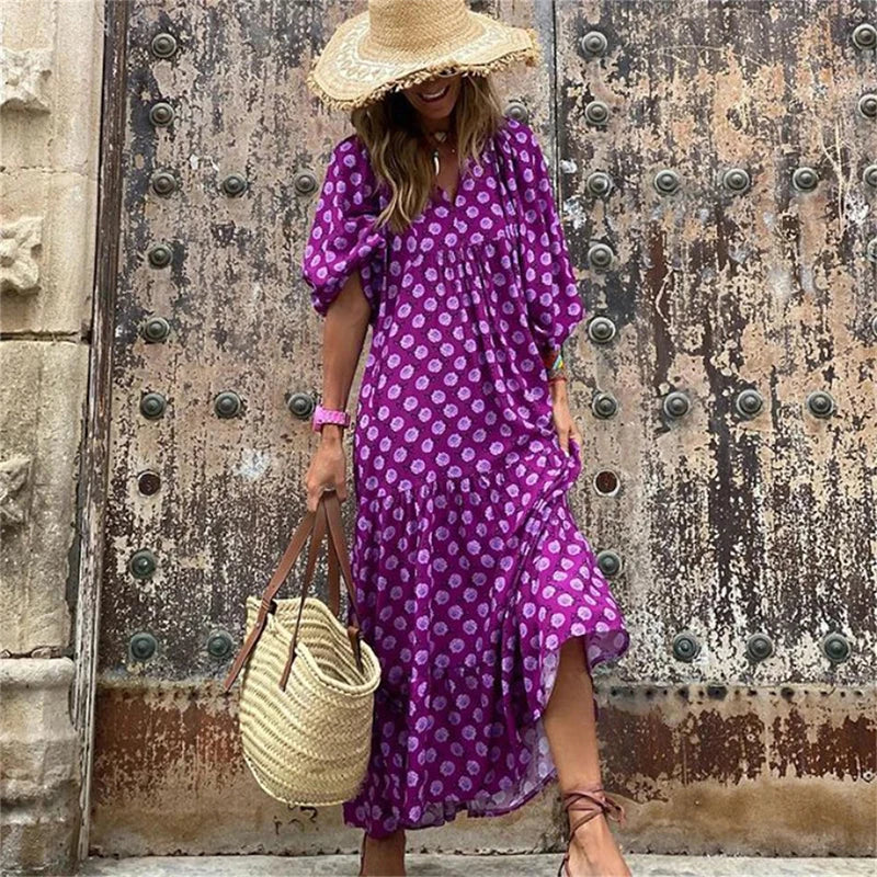 Robe Longue Femme – Manches Bouffantes