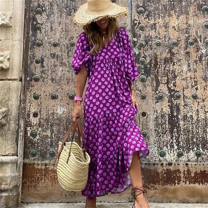 Robe Longue Femme – Manches Bouffantes