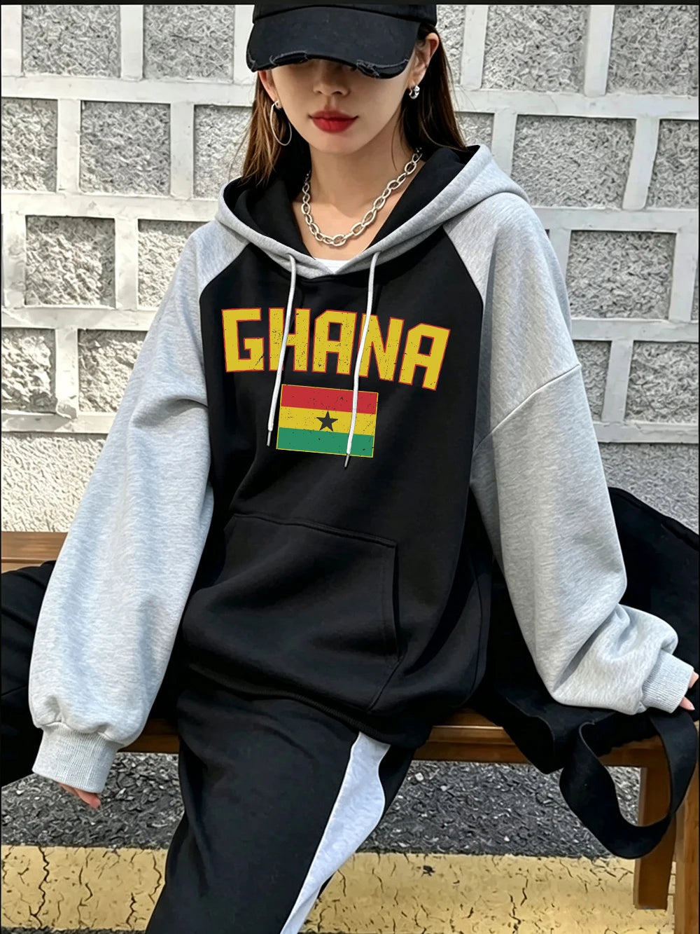 Sweat à Capuche Femme – Drapeau Ghana