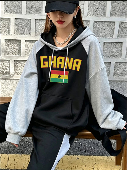 Sweat à Capuche Femme – Drapeau Ghana