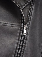 Veste ample vintage en similicuir PU pour femmes