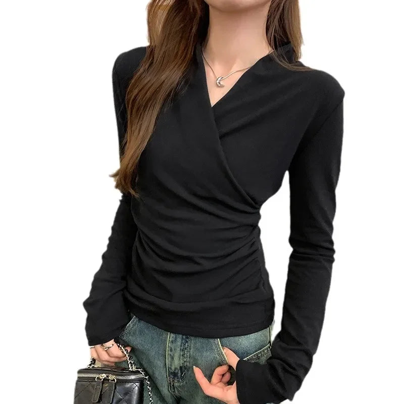 T-shirt chic à col V pour femmes