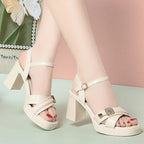 Sandales en cristal en cuir talons pour femmes