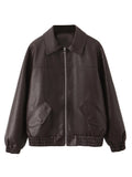 Veste vintage en faux cuir pour femmes