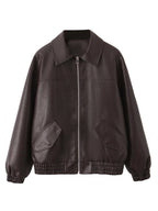 Veste vintage en faux cuir pour femmes