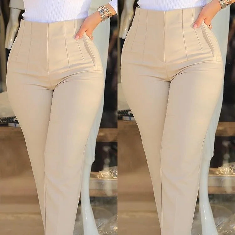 Pantalon plissé à fermeture éclair pour femmes