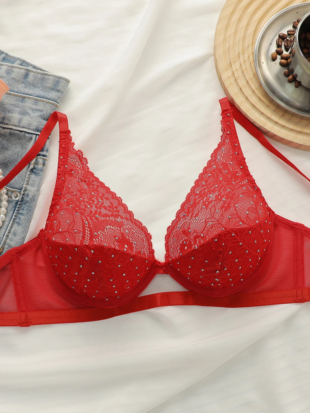 Soutien-gorge avec strass brillants pour femmes