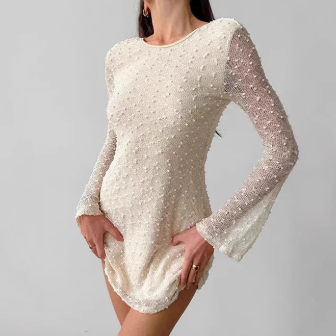 Robe courte moulante sexy en jacquard convexe pour femmes