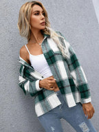 Veste à carreaux chaude et épaisse pour femmes