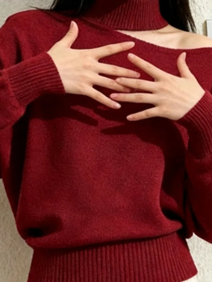 Pull en Maille Femme – Col Bateau et Épaules Dénudées