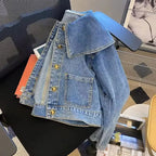 Veste en jean à col de poupée pour femmes