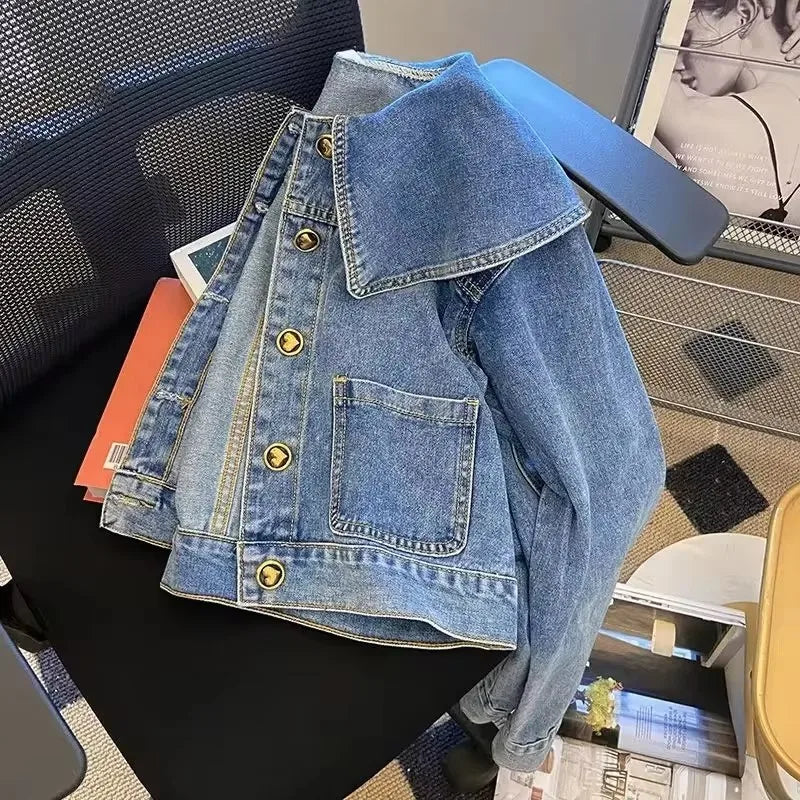 Veste en jean à col de poupée pour femmes