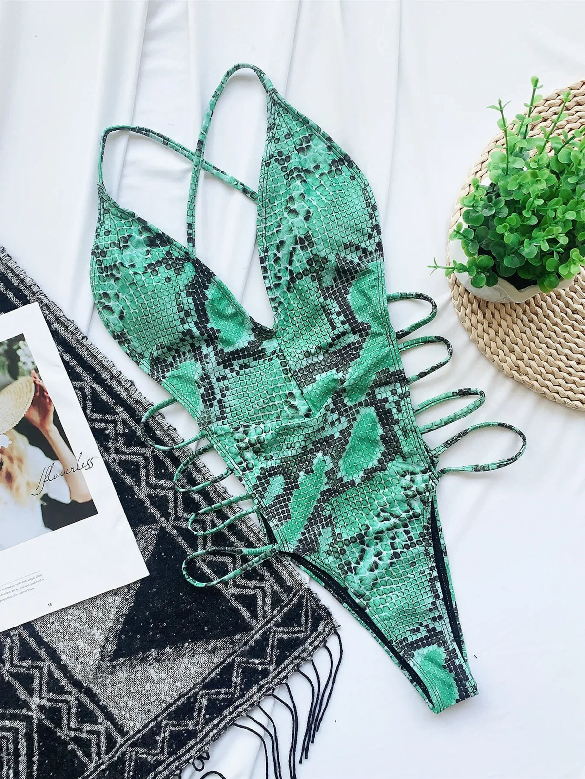 Maillot de Bain 1 Pièce Femme – Imprimé Serpent