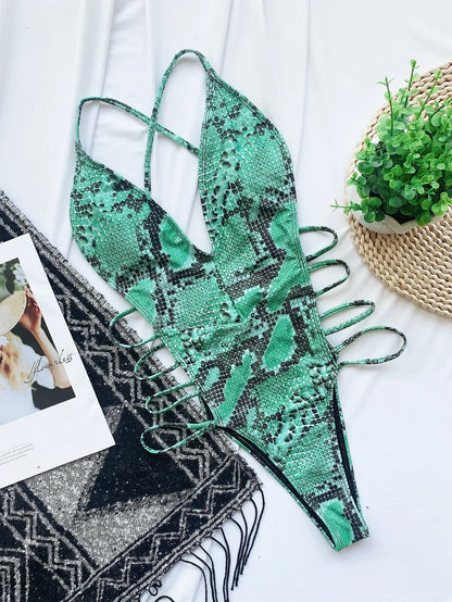 Maillot de Bain 1 Pièce Femme – Imprimé Serpent