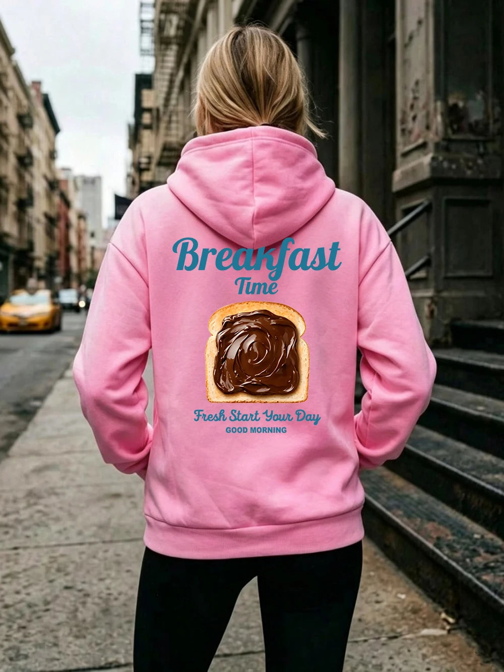 Sweat-shirt à capuche imprimé « Chocolate Toast Breakfast » pour femmes