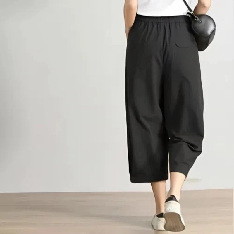 Pantalon cargo taille haute élastique pour femmes