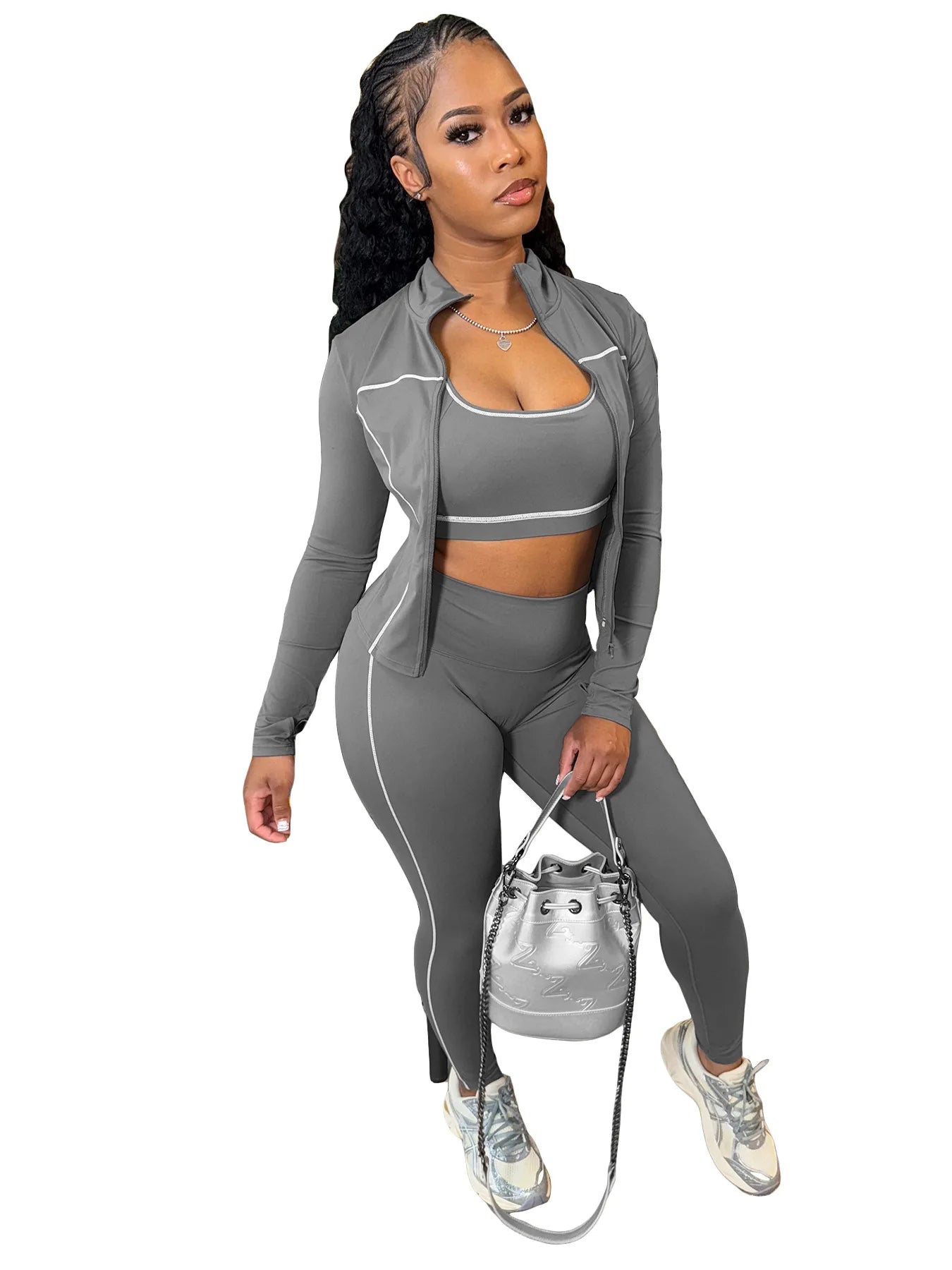 Ensemble 3 pièces  veste à manches longues + gilet + pantalon Long pour femmes