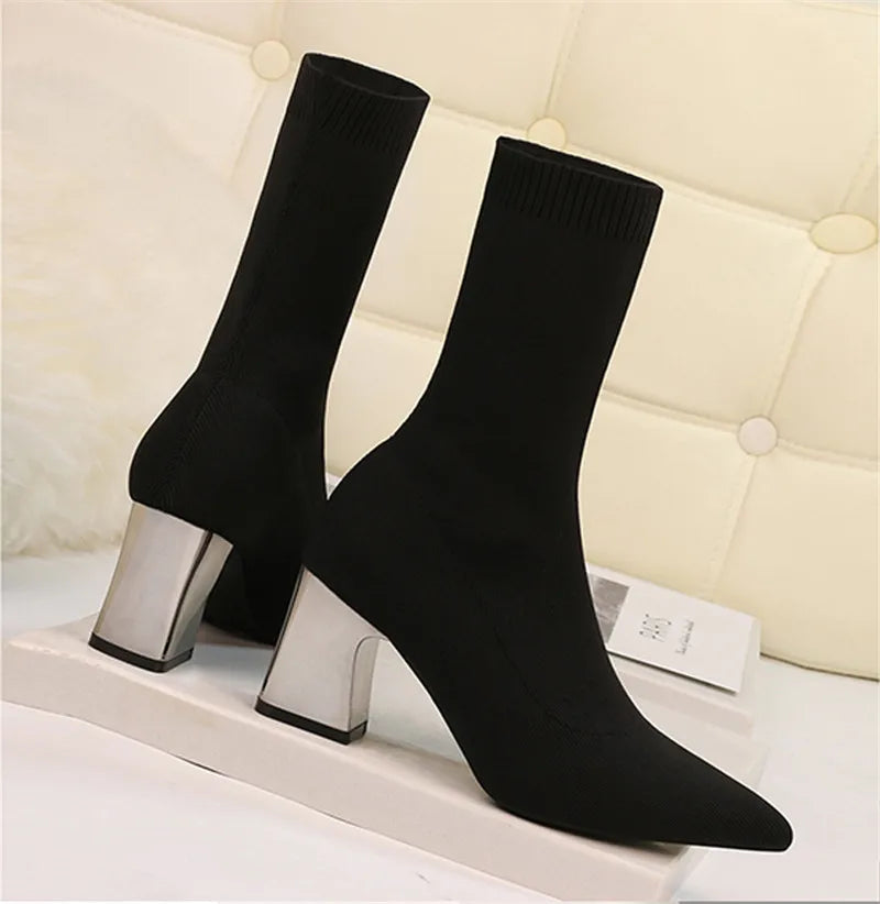 Bottines extensibles en tricot de haute qualité pour femmes
