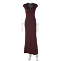 Robe longue moulante élégante à col en V en maille premium pour femmes
