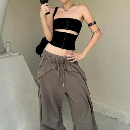 Haut Bustier Ajouré Femme – Coupe Courte et Dos Nu