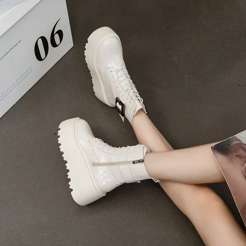 Bottines en cuir véritable pour femmes