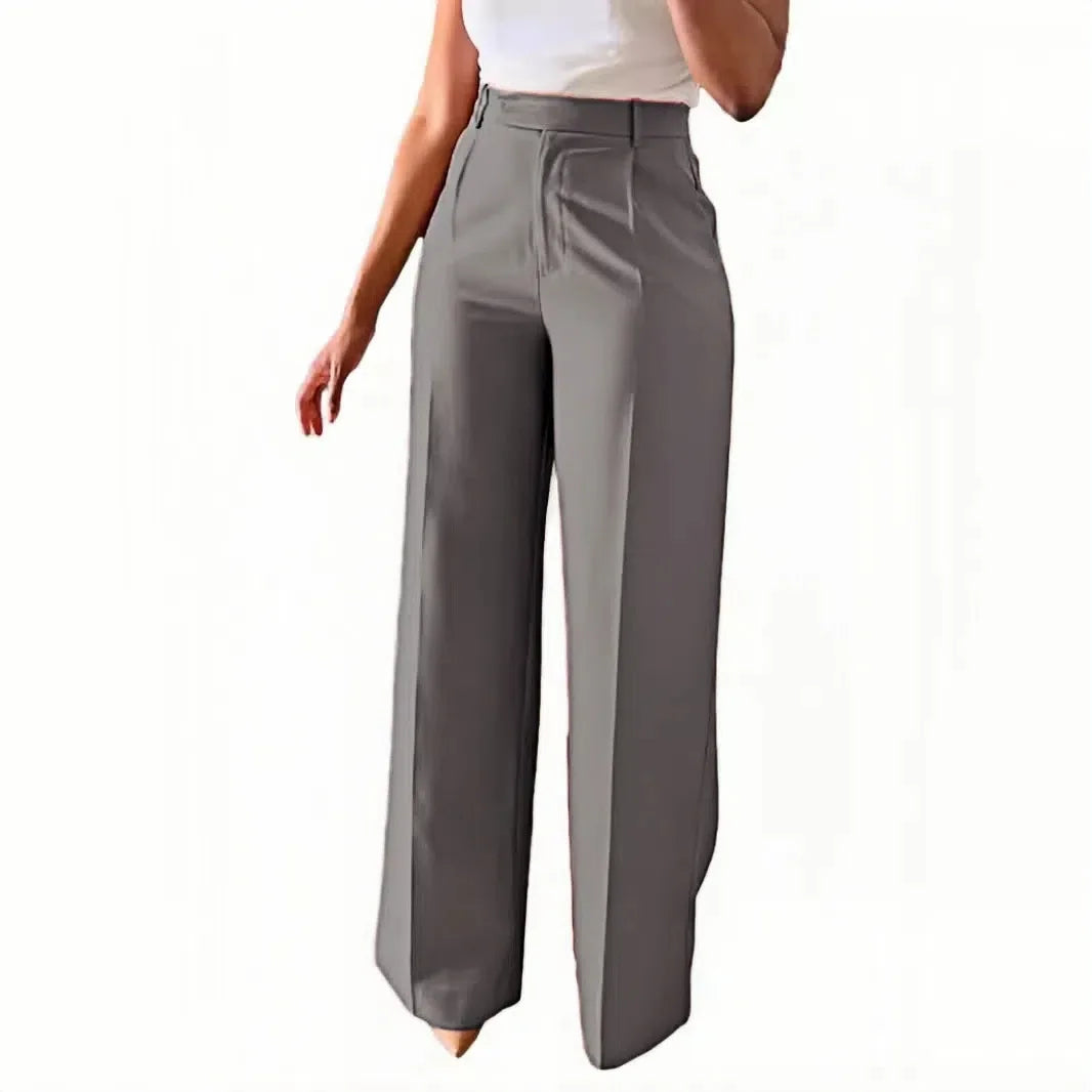 Pantalon formel taille haute fluide à jambe droite pour femmes