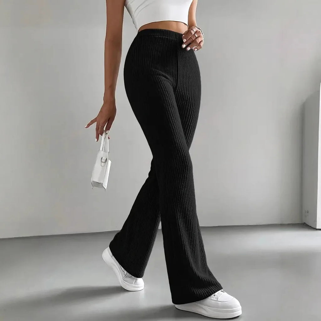 Pantalon évasé élégant et uni pour femmes