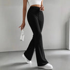 Pantalon évasé élégant et uni pour femmes