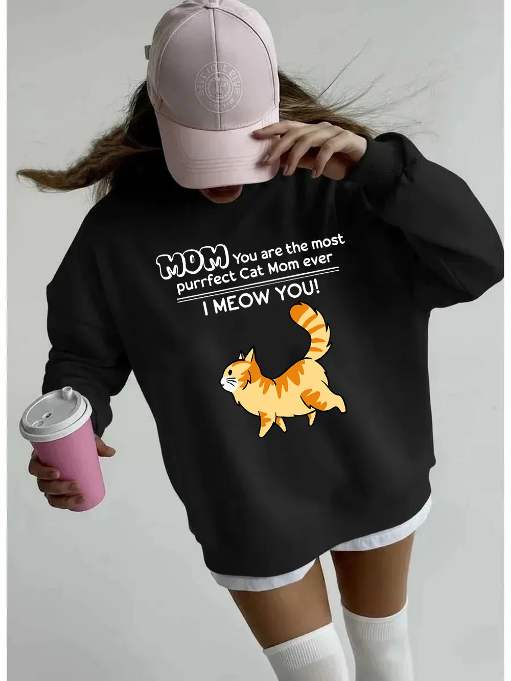 Sweat-shirts avec imprimés « Funny Cat Mom I Meow You », pour femmes