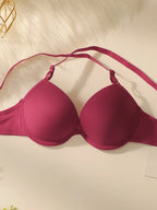 Ensemble soutien-gorge push-up et culotte rouge avec armatures rembourrées pour femmes