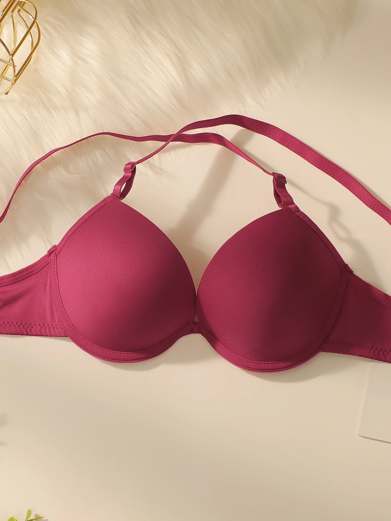 Ensemble soutien-gorge push-up et culotte rouge avec armatures rembourrées pour femmes