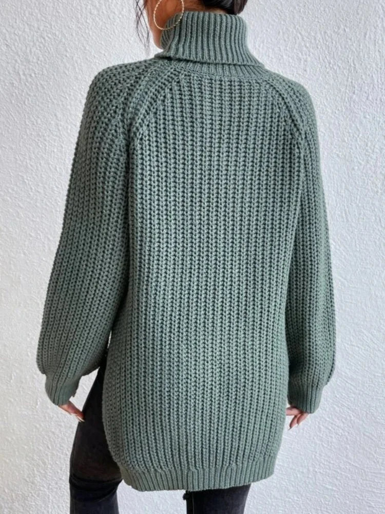 Pull col roulé à manches longues pour femmes