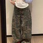 Pantalon en jean vert militaire pour femmes