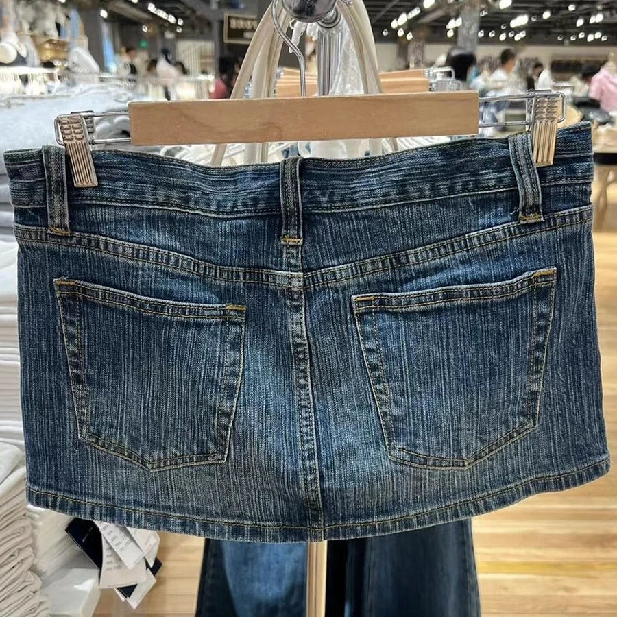 Mini-Jupe Cargo en Jean Femme – Style Vintage