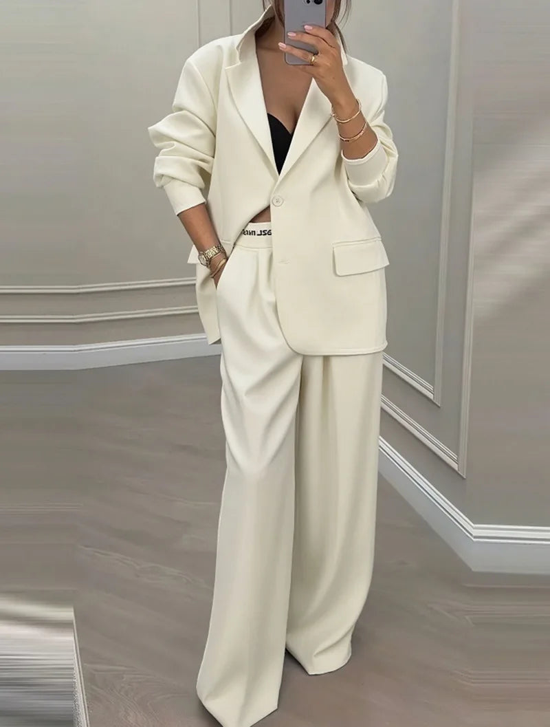 Ensemble tailleur et pantalon à manches longues pour femmes