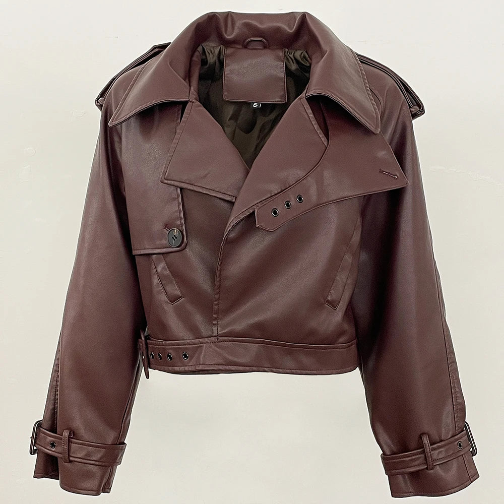 Blousons bomber en similicuir pour femmes