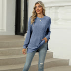 T-shirt à manches longues fendu pour femmes